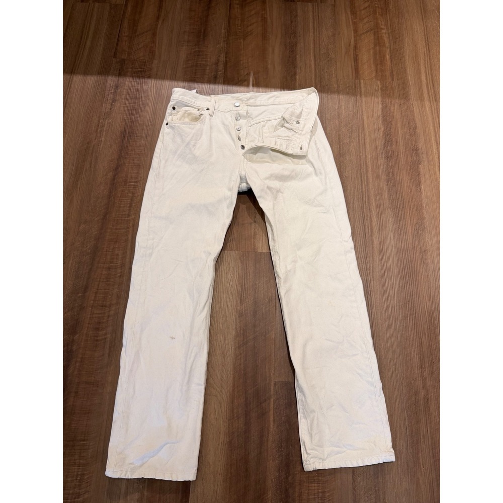 Levi's 501 Jeans Mens 33x30 White Original Straight Fit Button Fly Denim